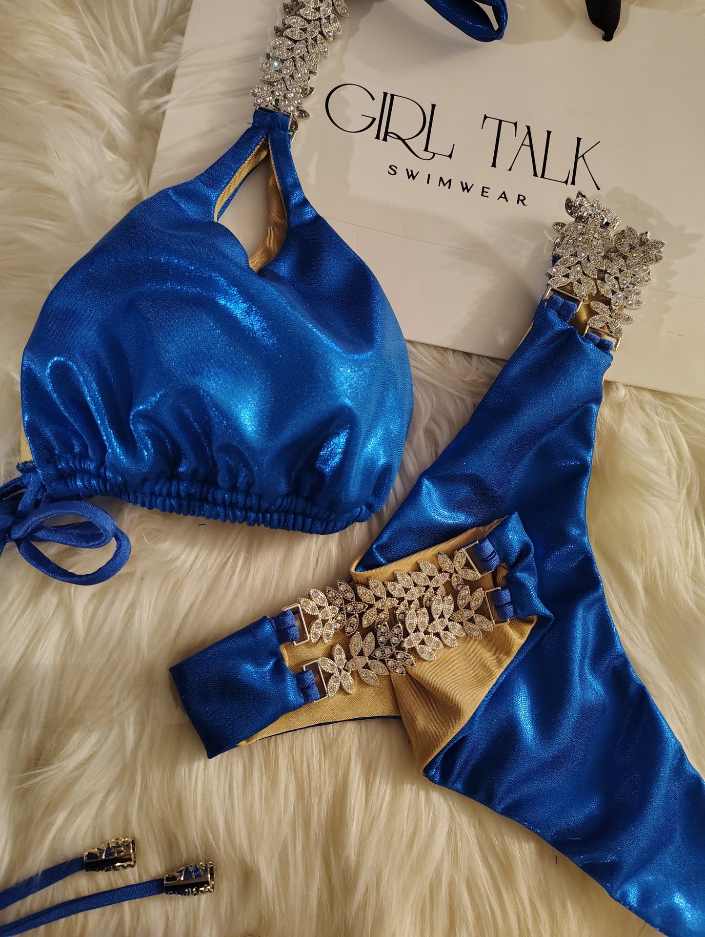 Handmade Royal Blue Bikini | Leaf Connector Bikini | Thong Bikini | Luxury Women’s Swimwear