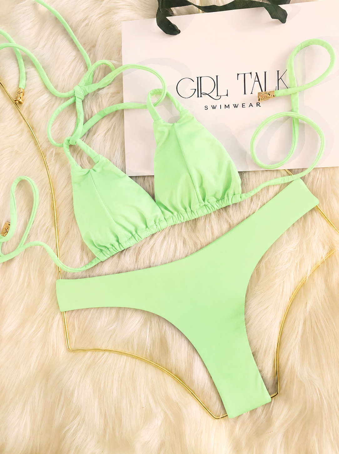 Handmade Menthol Olivia Bikini Top | Custom Color Bikini | Tie Neck Bikini | Women’s Swimwear