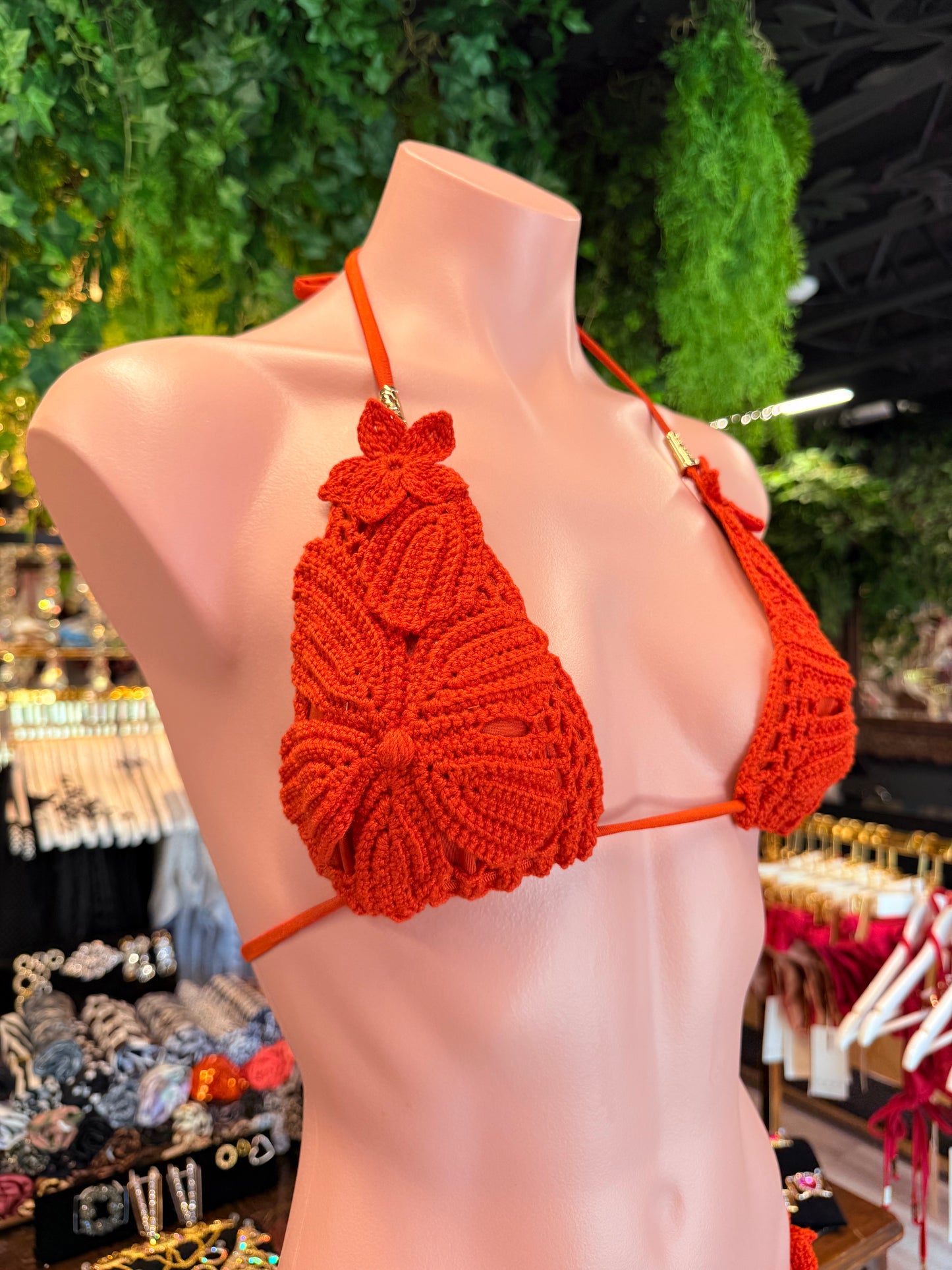 Orange Hibiscus Bikini Set