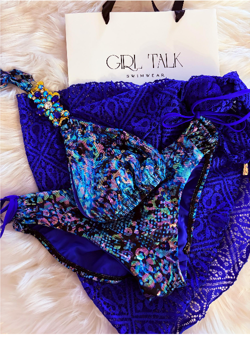 Royal Blue Curvy Gal Bikini | Handmade Sequin Bikini | Luxury Women's Swimwear | Sparkle Bikini | Resort Swimwear