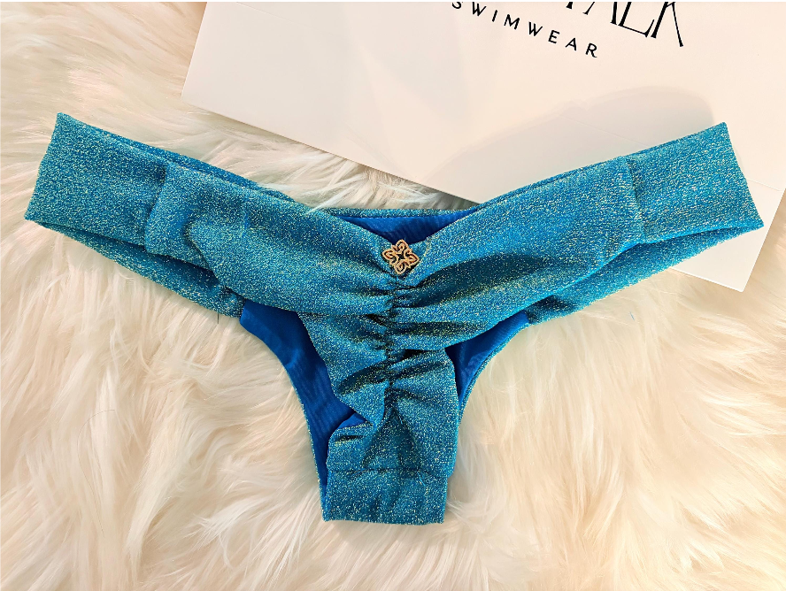 Handmade Teal Bikini | Gold Chain Bikini | Scrunch Bikini | Cheeky Bikini | Luxury Women’s Swimwear