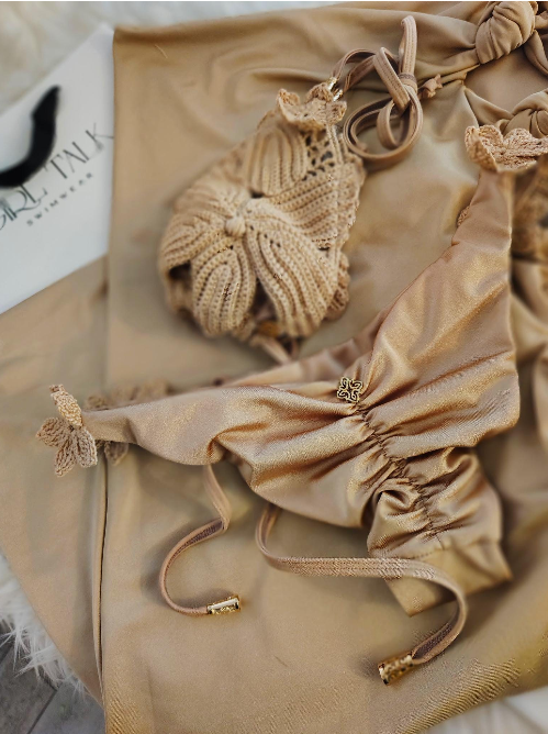 Handmade Beige Crochet Bikini Top | Floral Crochet Bikini | Luxury Women's Swimwear | Boho Beach Bikini | Crochet Swimsuit
