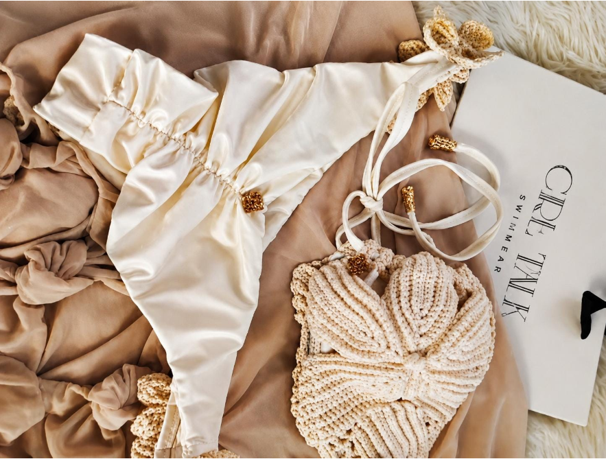 Handmade Cream Crochet Bikini Top | Floral Crochet Bikini | Luxury Women's Swimwear | Boho Beach Bikini | Crochet Swimsuit
