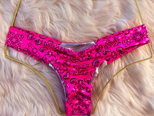 Handmade Pink Bandana Bikini Bottom | Paisley Print Bikini | Cheeky Bikini | Western Swimwear