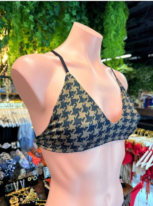Handmade Houndstooth Bikini Bottom | Criss Cross Bikini | Scrunch Bottom | Cheeky Swimwear