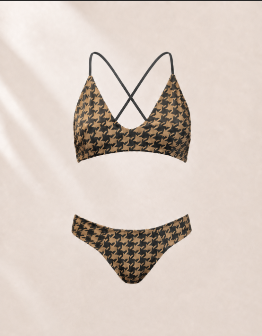 Handmade Houndstooth Bikini Bottom | Criss Cross Bikini | Scrunch Bottom | Cheeky Swimwear