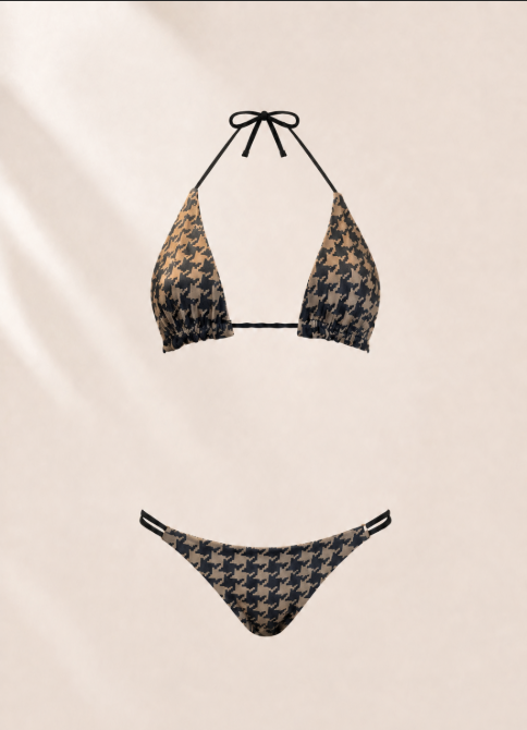 Handmade Houndstooth Bikini Top | Triangle Tie Bikini | Scrunch Bottom | Cheeky Swimwear
