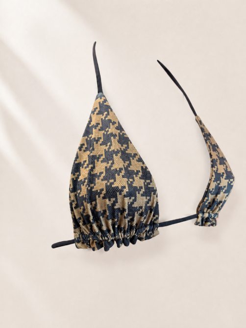 Handmade Houndstooth Bikini Top | Triangle Tie Bikini | Scrunch Bottom | Cheeky Swimwear