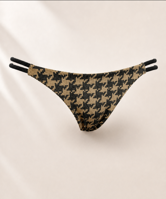 Handmade Houndstooth Bikini Top | Triangle Tie Bikini | Scrunch Bottom | Cheeky Swimwear