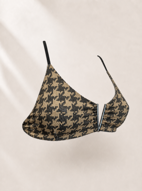 Handmade Houndstooth Bikini Bottom | V Cut Bikini Top | Gold Hardware Thong | Criss Cross Bikini