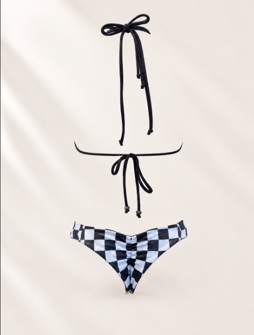 Handmade Checkerboard Bikini Bottom | Black White Checkered Bikini | Scrunch Bottom | Cheeky Swimwear