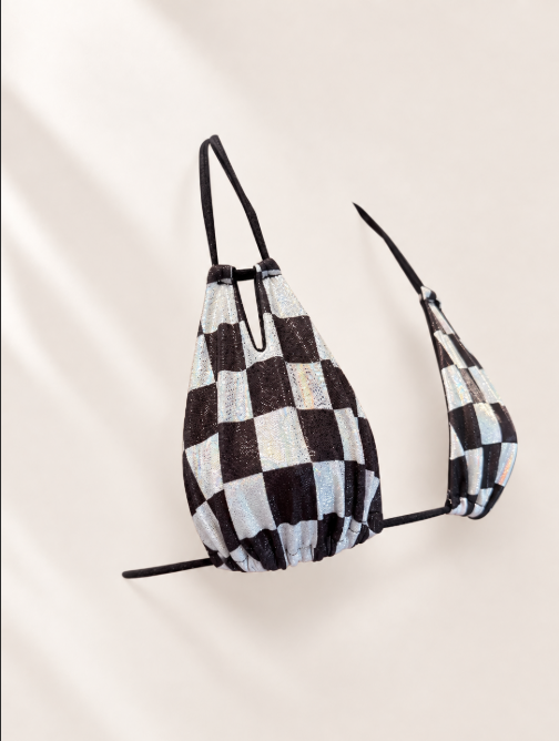 Handmade Checkerboard Bikini Bottom | Black White Checkered Bikini | Scrunch Bottom | Cheeky Swimwear