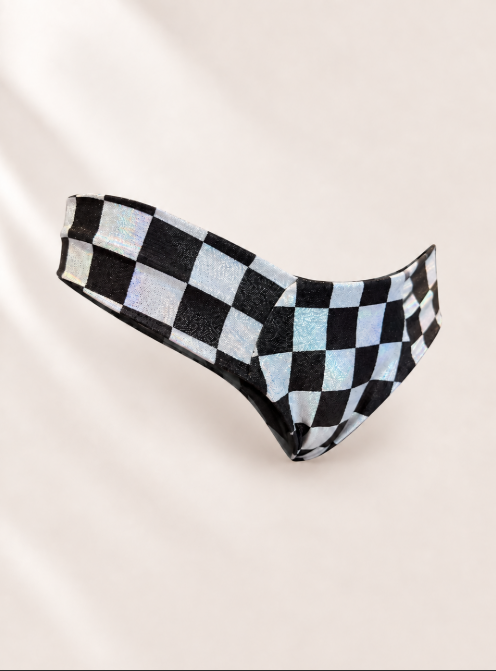 Handmade Checkerboard Bikini Bottom | Black White Checkered Bikini | Scrunch Bottom | Cheeky Swimwear