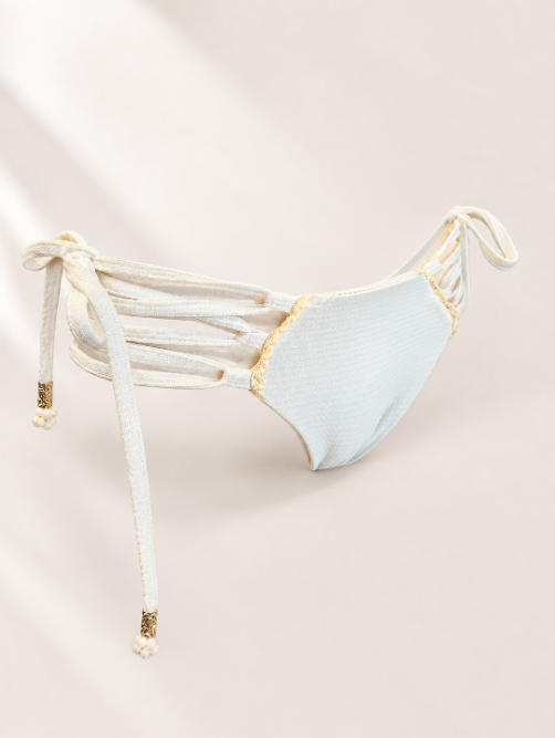 Handmade Doll of the Sea Bikini Bottom | White Ruffle Bikini | Lace Up Swimsuit | Handmade Cheeky Bikini