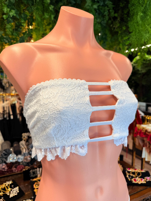 Handmade White Bridal Bikini Top | Bridal Bikini | White Lace Bikini | Handmade Honeymoon Swimsuit | Scrunch Bottom