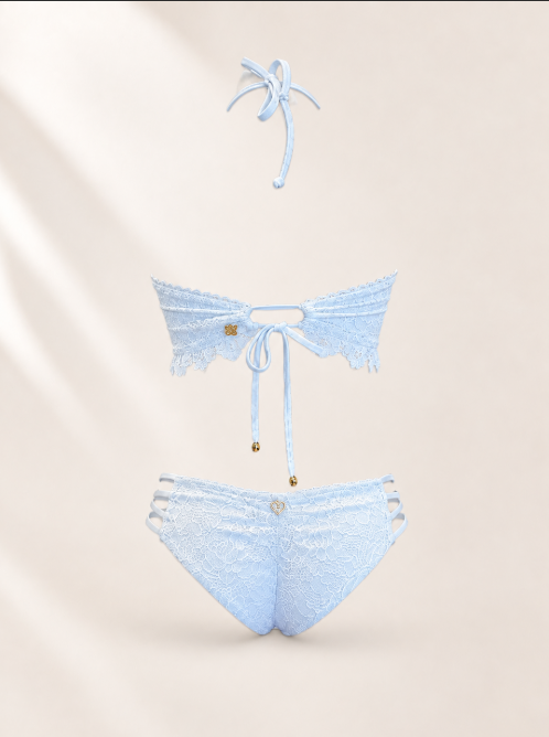 Handmade White Bridal Bikini Top | Bridal Bikini | White Lace Bikini | Handmade Honeymoon Swimsuit | Scrunch Bottom