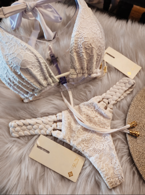 Handmade White Lace Braid Bikini Bottom | Braided Bikini | White Bridal Bikini | Thong Swimsuit | Luxury Swimwear