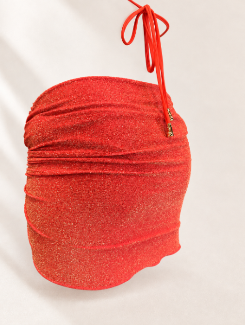 Handmade Coral Orange Tara Skirt | Adjustable Drawstring Cover Up | Mini Sarong | Bikini Cover Up | Resort Wear