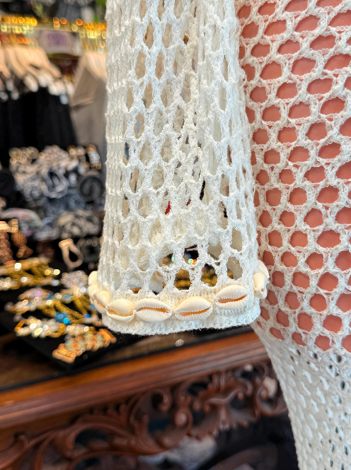 Cream Shell Crochet Set | Two Piece Beach Cover Up | Crochet Top & Skirt | Seashell Resort Wear | Bikini Cover Up