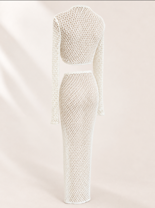 Cream Shell Crochet Set | Two Piece Beach Cover Up | Crochet Top & Skirt | Seashell Resort Wear | Bikini Cover Up