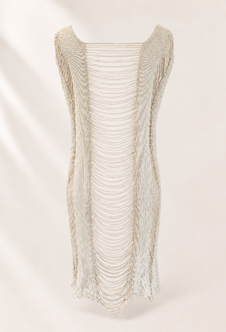Tan Shredded Knit Cover Up | Fringe Beach Dress | Sheer Swim Cover Up | Boho Bikini Cover Up | Resort Wear