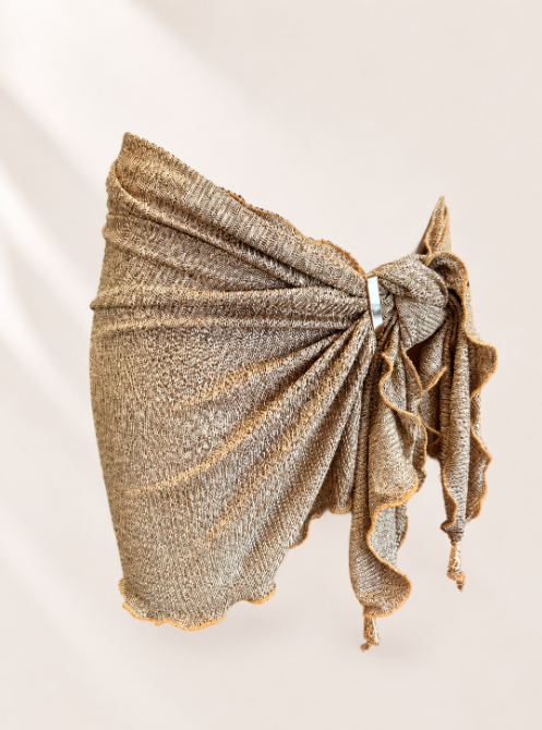 Handmade Sandy Short Wrap | Shimmer Tie Side Beach Wrap | Bikini Cover Up | Sheer Swim Skirt | Resort Wear
