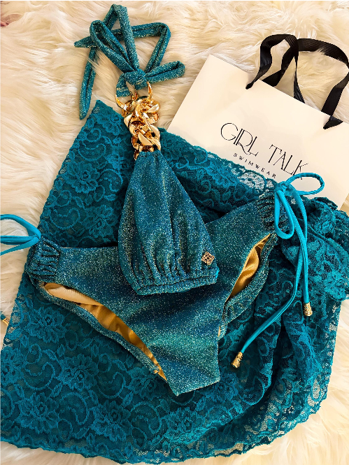 Ocean Blue Curvy Bikini | Handmade Blue Bikini | Luxury Women's Swimwear | Adjustable Bikini | Resort Swimwear